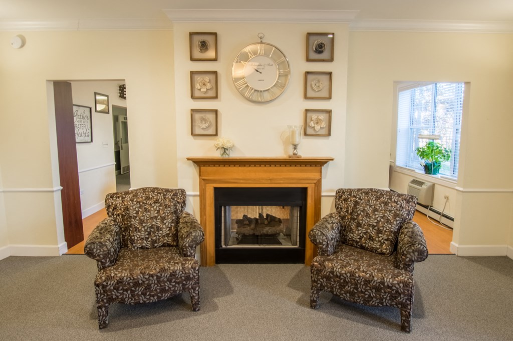 Fireplace at Lakewood Towers Senior Apartments in Lake Villa, IL