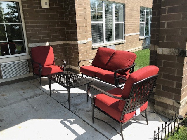 Patio at Lakewood Towers Senior Apartments in Lake Villa, IL
