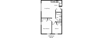 2 Bed 790SF