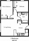 2 Bed 800SF