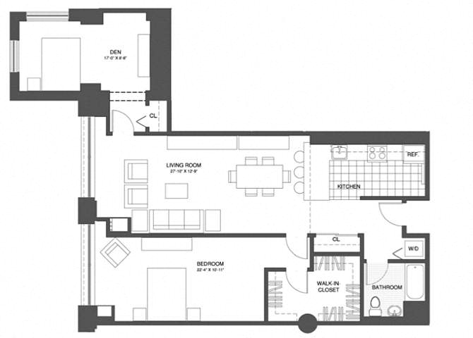 1 Bed/1 Bath Den