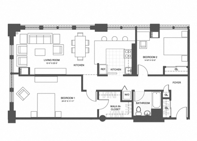 2 Bed/1 Bath