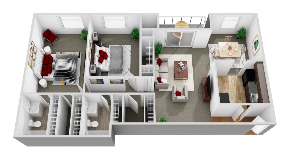 2 Bedroom 2 Bath Plan C Dunhill North Apartments