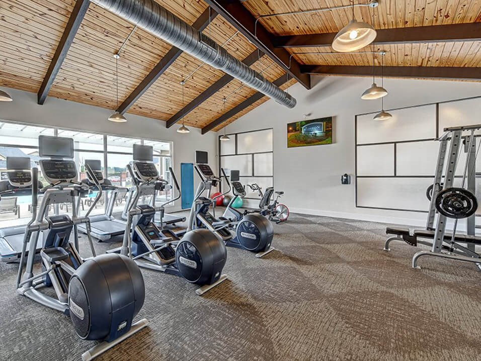 fitness center at apartment
