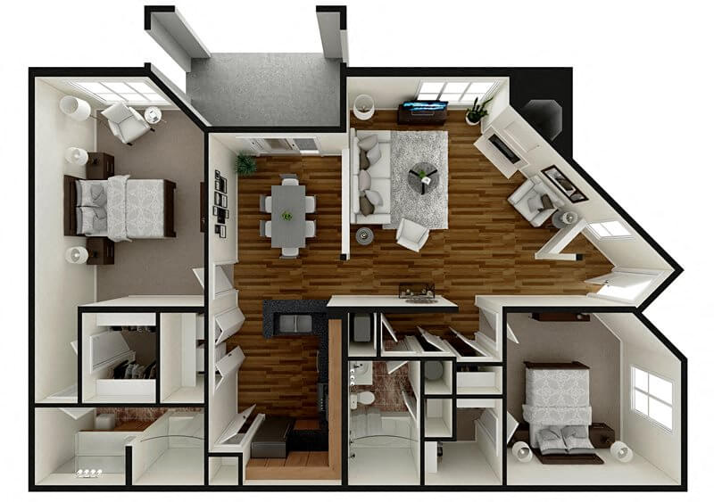 2 bedroom apartment floor plan