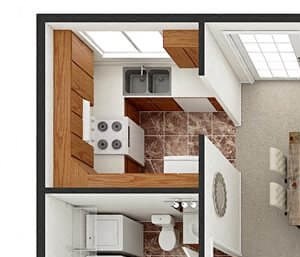 floor plan of two bedroom townhome