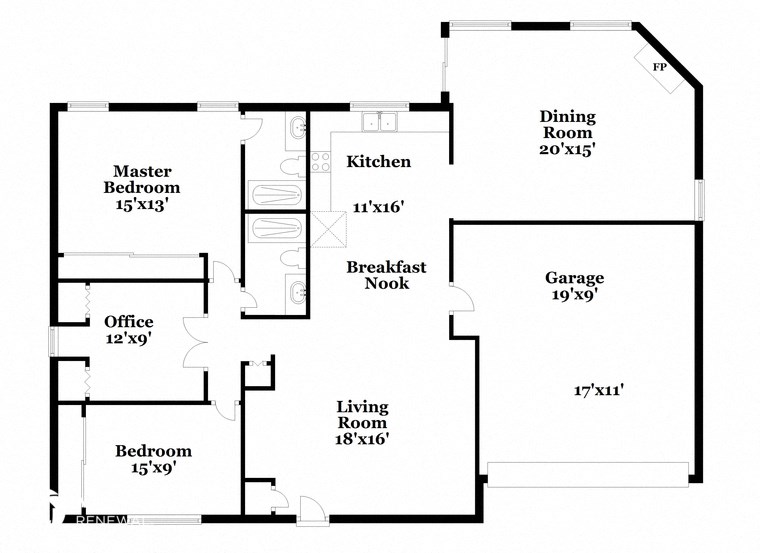 a floor plan of a house with bedrooms and baths and a living room and a