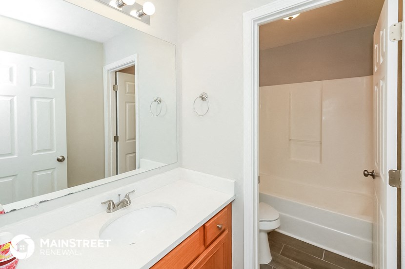 a bathroom with a sink and a mirror and a toilet