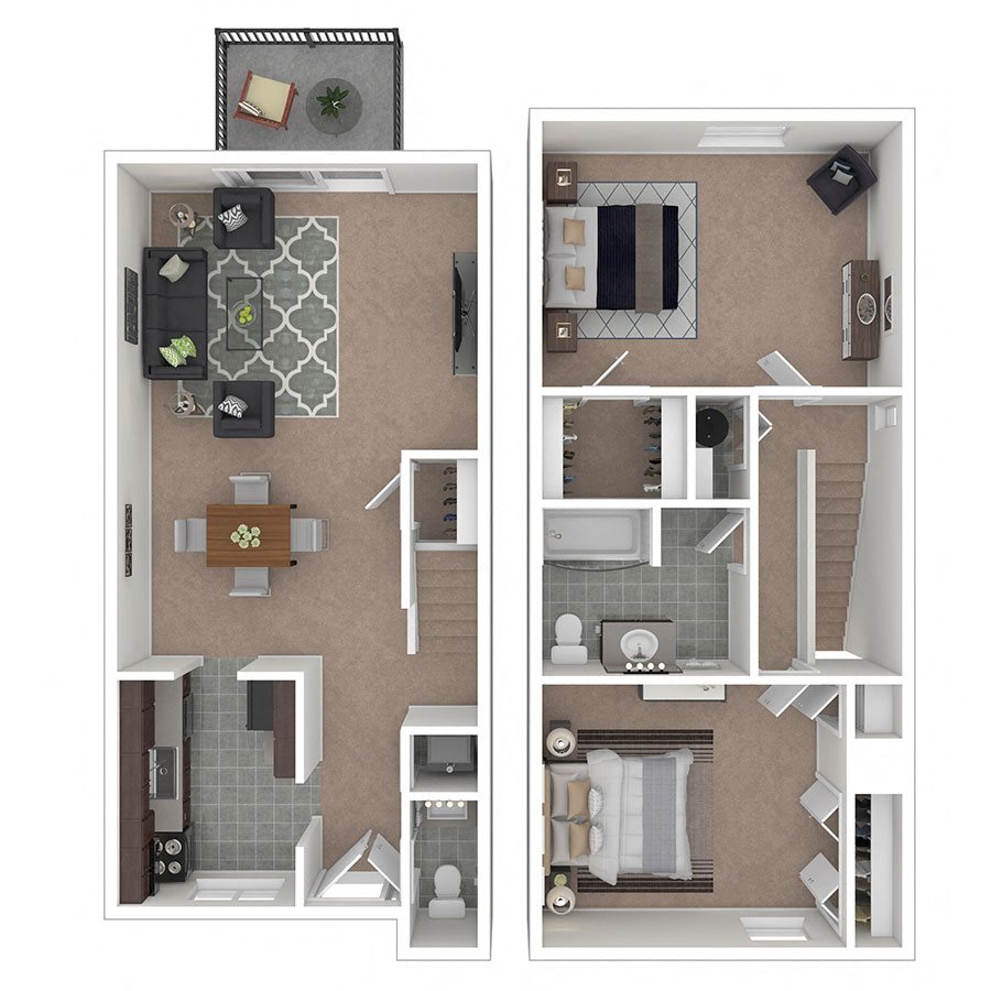 Carriage Park 2BD 1.5BA TH Floor Plan Carriage Park Apartments 2BD 1.5BA TH Floor Plan