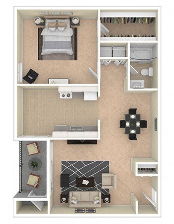 Ashley Apartments 1 Bedroom 1B 893 sq ft Ashley Apartments 1 Bedroom 1B 893 sq ft floor plan