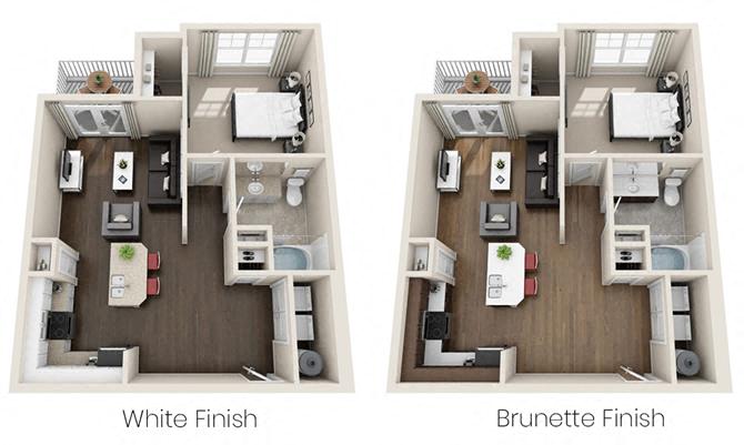 One Bedroom Floor Plan | 835 Sq. Ft.  at Tega Cay, Fort Mill, SC, 29708