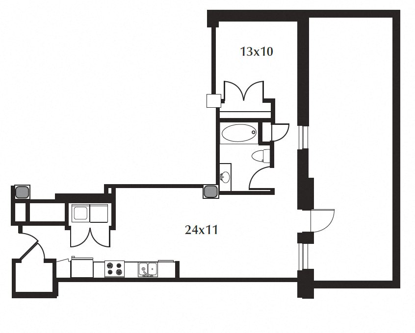 697 sqft unit with a terrace