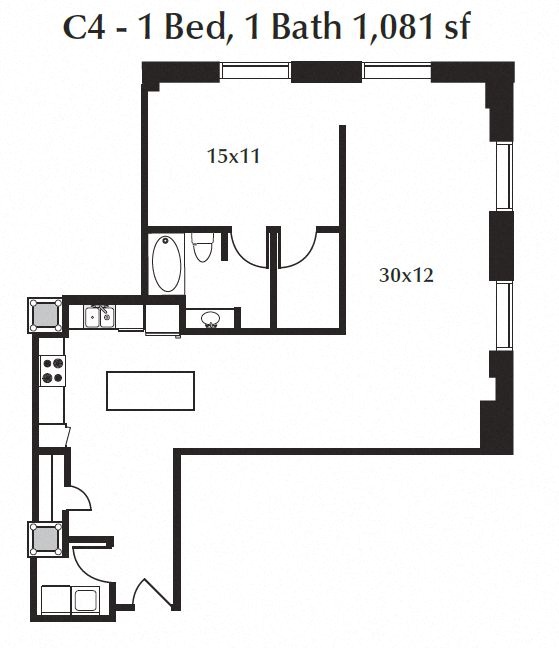 1081 sqft 1x1 unit