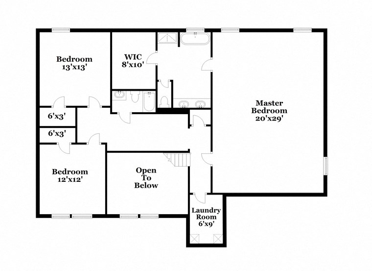 a floor plan of a house with a combination of bedrooms and baths