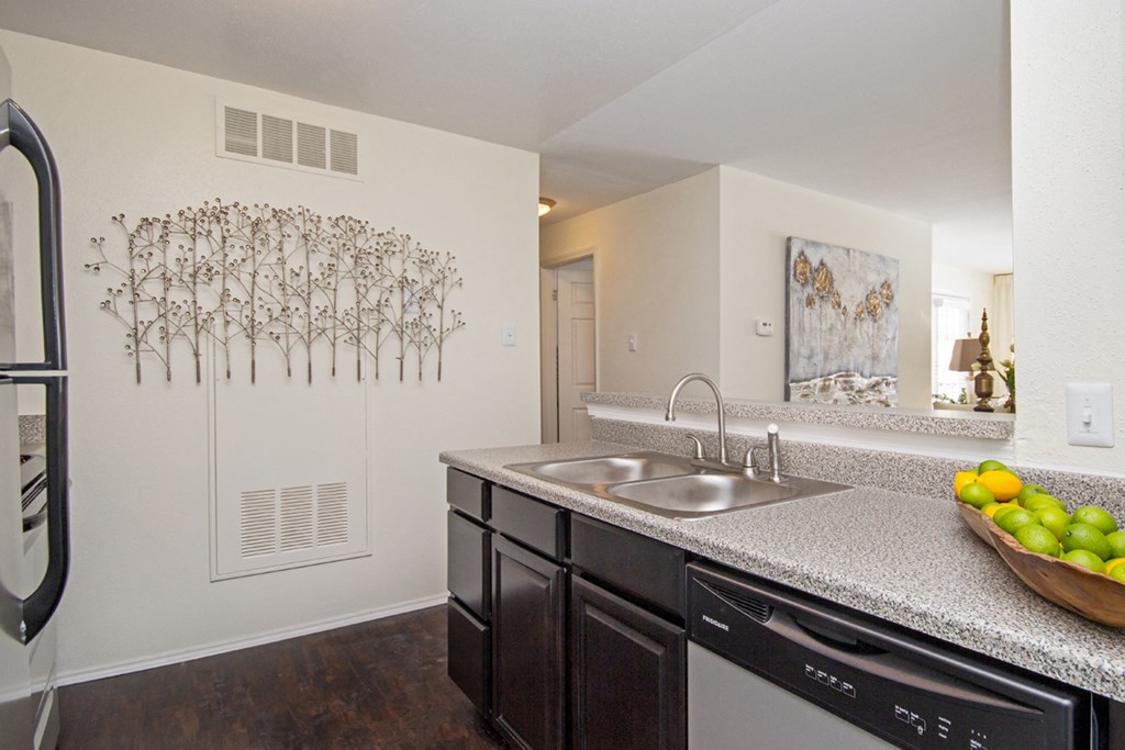 the preserve at ballantyne commons apartments kitchen with stainless steel sink and dishwasher