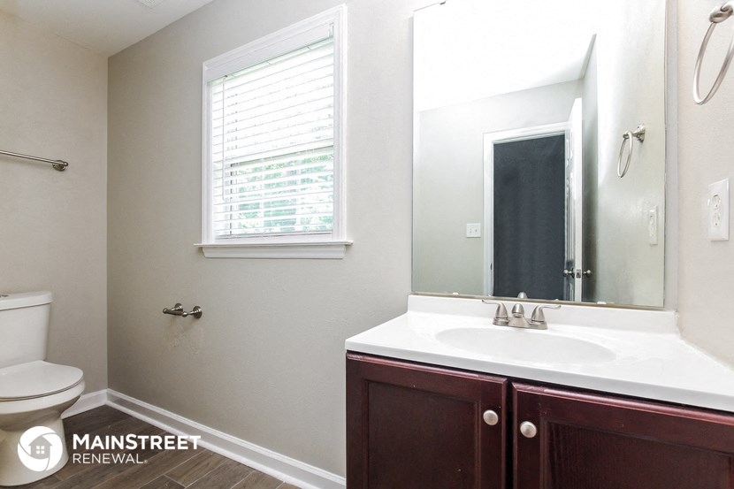 a bathroom with a sink and a mirror and a toilet