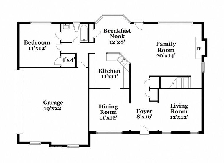 a floor plan of a house with bedrooms and a living room