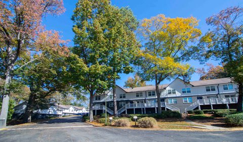 Exterior building with beautiful mature trees