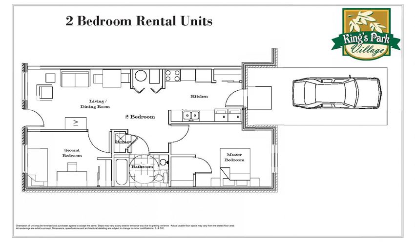 2 Bedrooms, 1 Bathroom