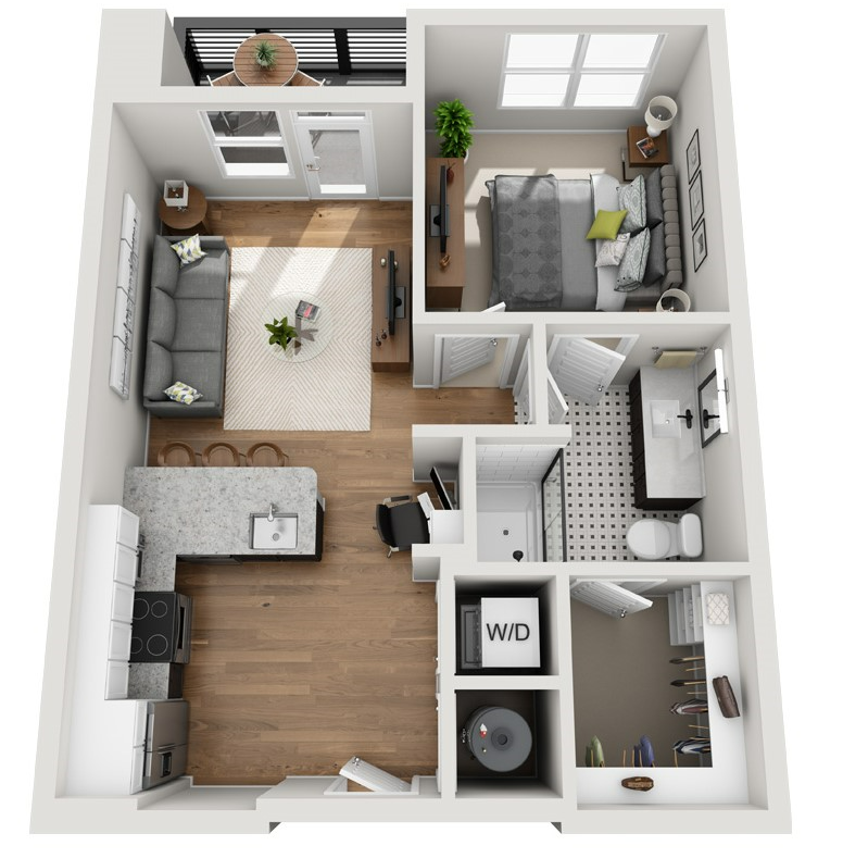 Ward 8 (No Balcony). 1 Bedroom / 1 Bath. The Bowery. Savannah, GA.