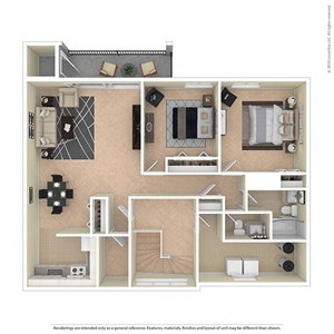 Maplewood Villas 2 Bed 2 Bath floor plan