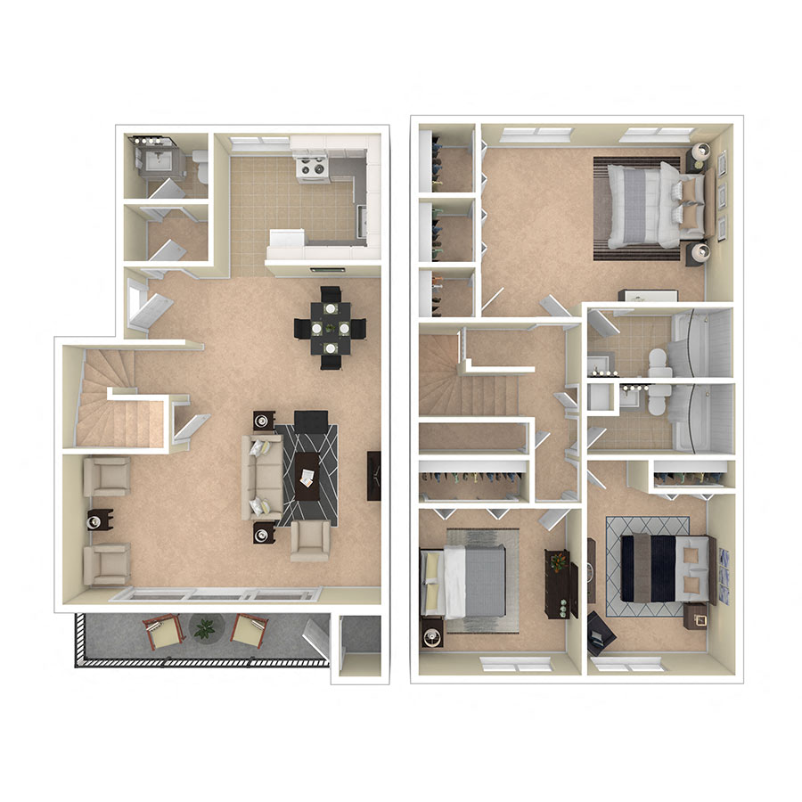 Maplewood Villas Apartments Three Bedroom Duplex