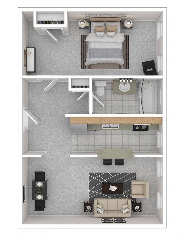 3221 Conn Ave Apartments 1A 664 sq ft 3221 Conn Ave Apartments 1A 664 sq ft Floor Plan
