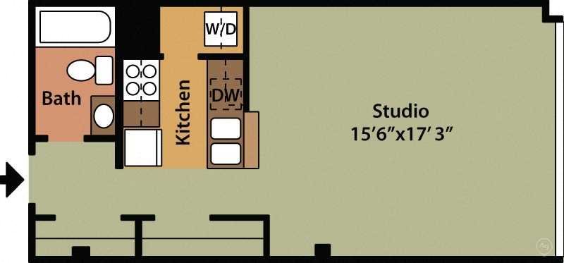 Studio apartment at The Residences at Ninth Square in New Haven, CT