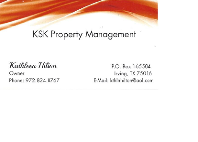 A business card for KSK Property Management.