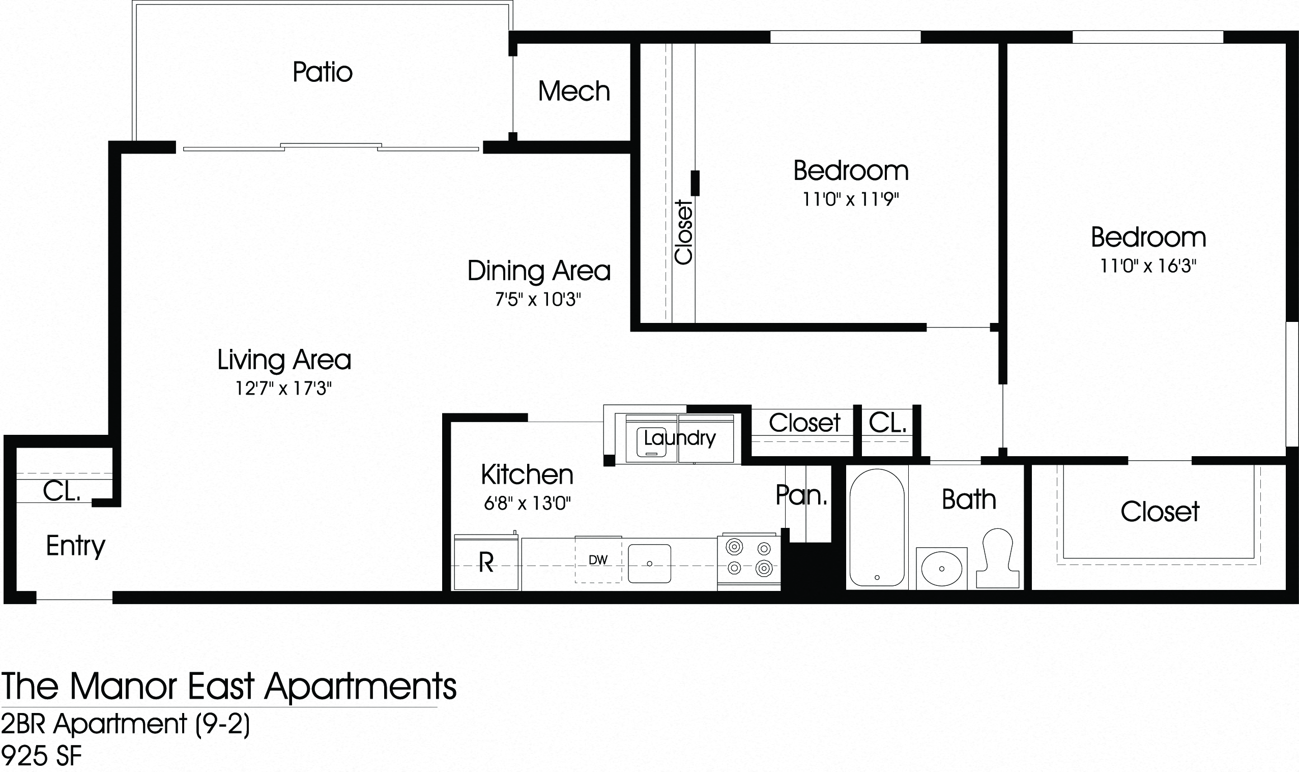 2B Floor Plan at The Manor/The Manor East Apartments, Virginia, 20176