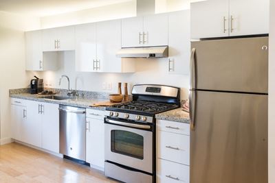Kitchen with stainless steel appliances