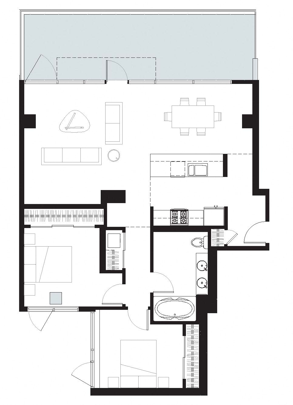 Harrison - 2 Bedroom 1 Bath Floor Plan Layout - 1115 Square Feet