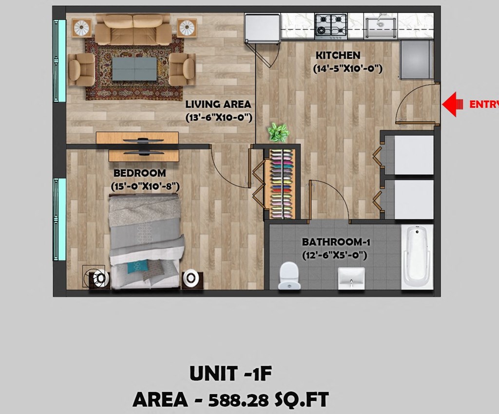 a floor plan of a house with a bedroom and a living room
