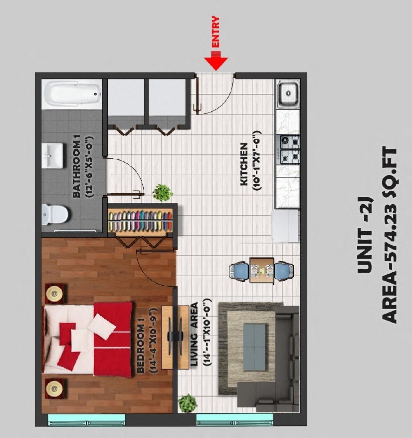 a floor plan of a house with a bedroom and a living room