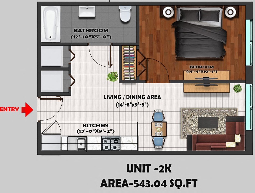 a floor plan of a house with a bedroom and a living room