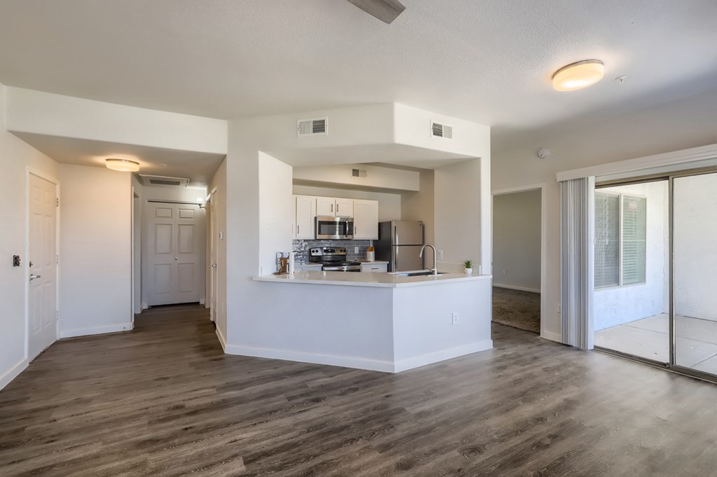 the preserve at ballantyne commons apartment living room and kitchen