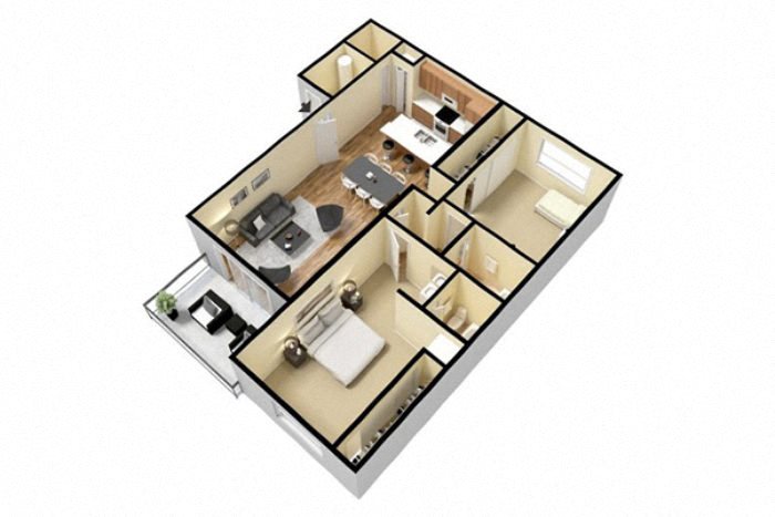 2 bedroom / 2 bath
