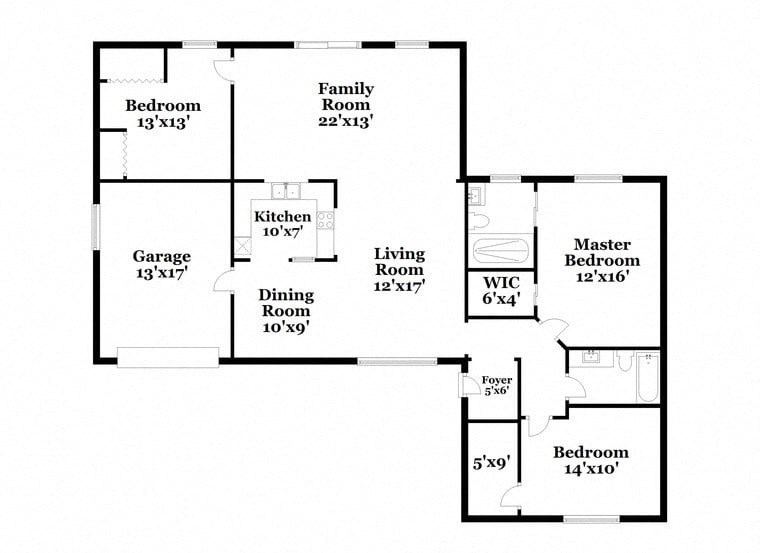 a floor plan of a house with a bedroom and a living room