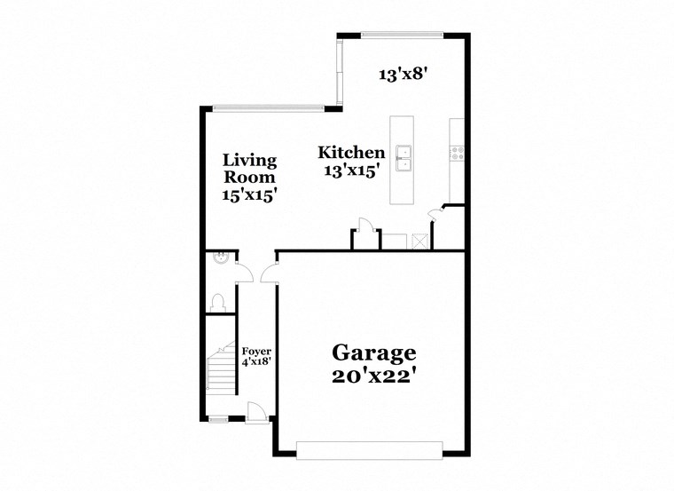 floor plan of a two story house with a garage and a living room