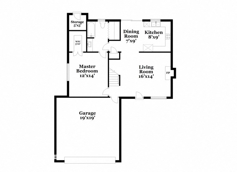 a floor plan of a house with a bedroom and a living room