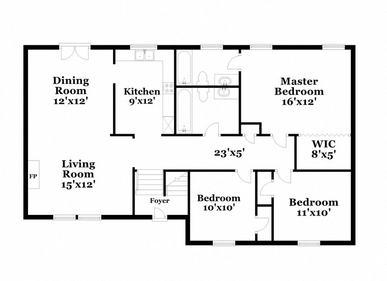 a floor plan of a house with bedrooms and a living room