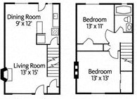 2 Bed 1 Bath Townhouse