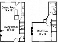 1 Bed 1 Bath Townhouse