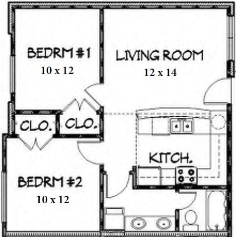 2 Bedroom 1 Bath Apartment
