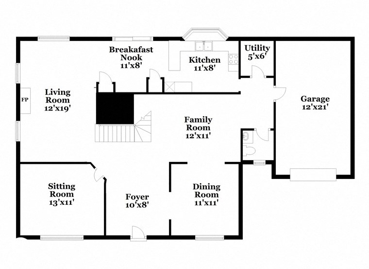 a floor plan of a house with bedrooms and a living room
