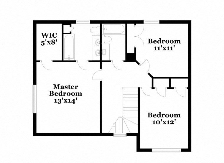 a floor plan of a house with an open floor plan with bedrooms and a bathroom
