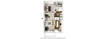 1 bedroom 1 bathroom floor plan D at Artesian East Village, Atlanta, GA