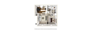 1 bedroom 1 bathroom floor plan F at Artesian East Village, Atlanta, GA