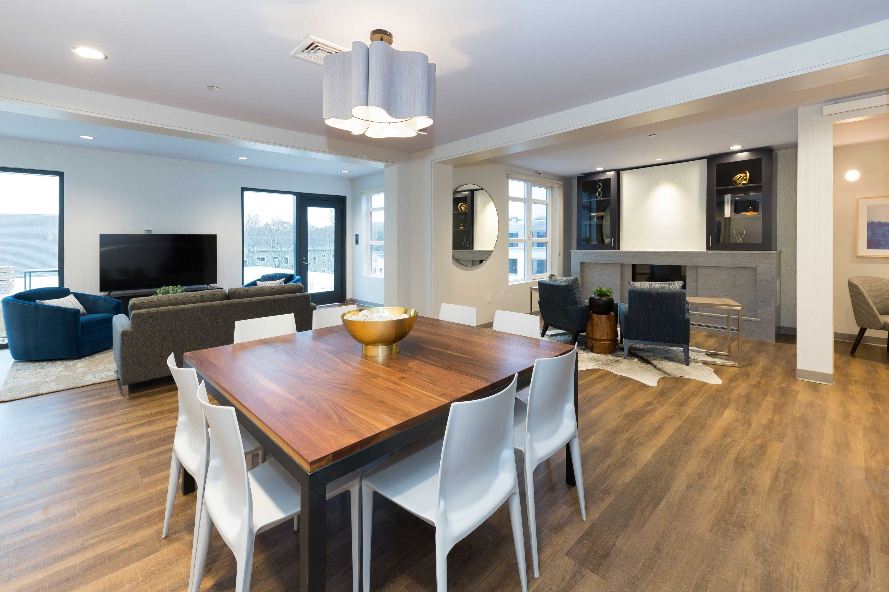 Resident Lounge Area at 28 Austin, Newton