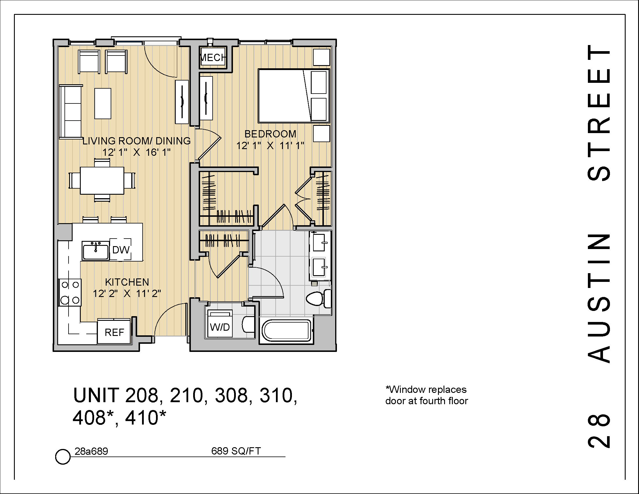 1 Bed 1 Bath 28a689  Inquire for det Floor Plan at 28 Austin St, Massachusetts